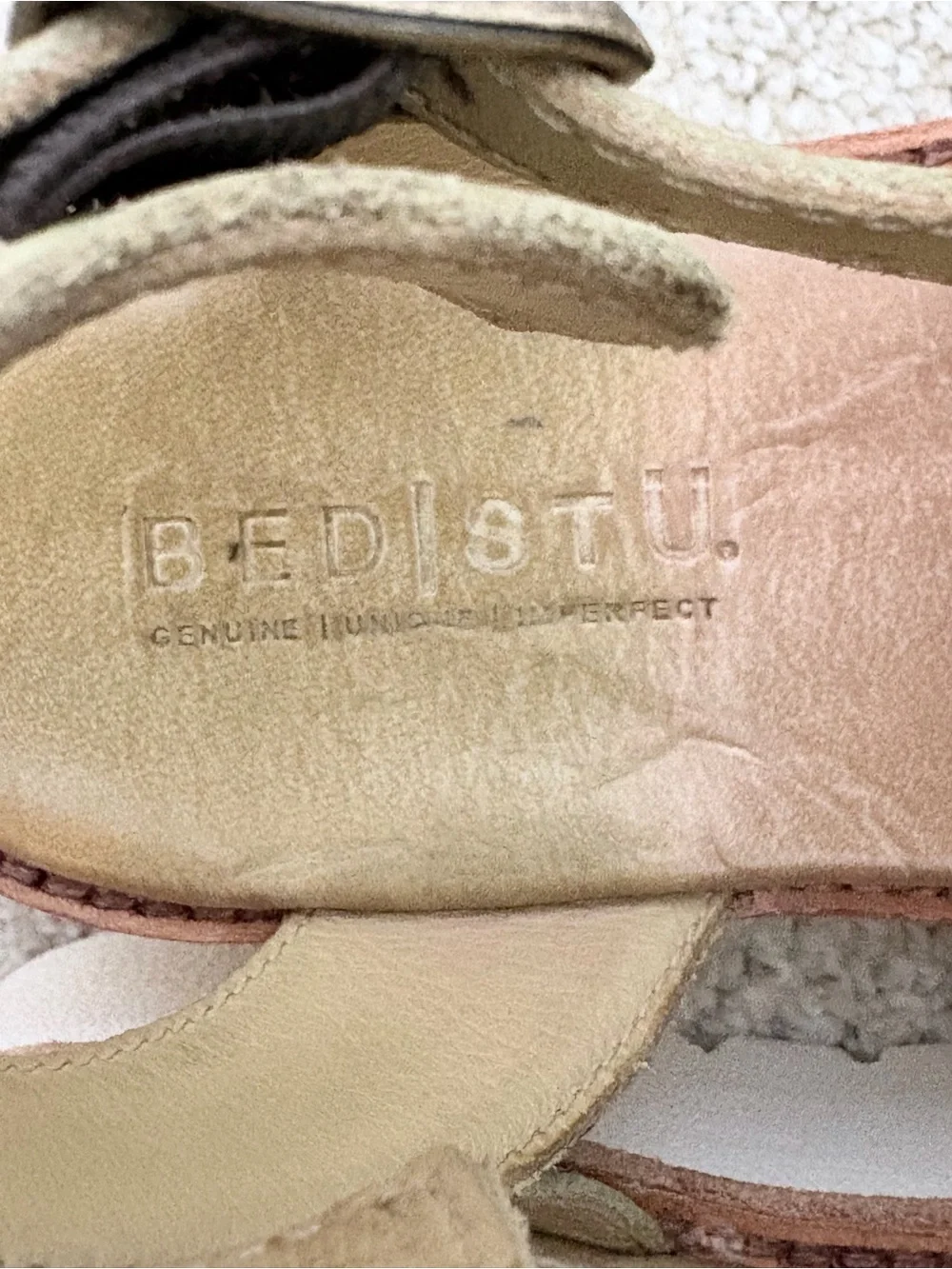 Bed Stu Pink Leather Front-Zip Studded Sandals